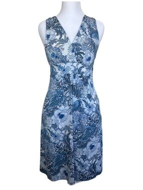 VTG Y2K Body Central Blue Floral Wrap V-Neck Midi Dress
